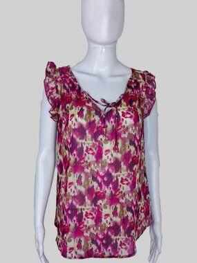 1401 LUXE Pink/Red Multicolor Sheer Blouse